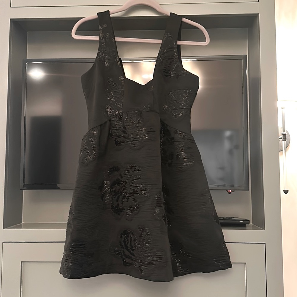 Anthropologie Maeve Black Jacquard Sleeveless Mini Dress